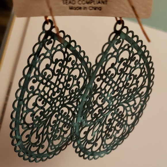 Filligree Teardrop Earrings - Picture 2 of 3